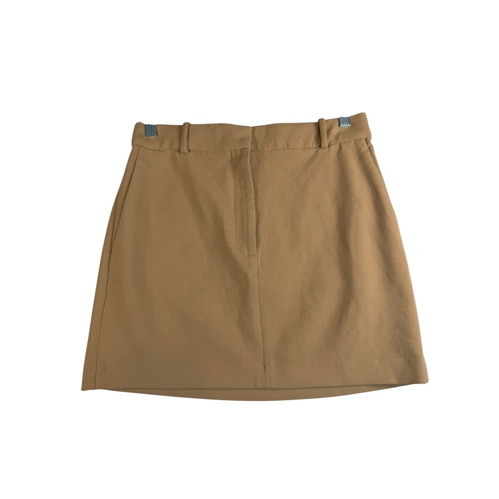 Aritzia Babaton Chisel Skirt High Rise Mini Camel Tan Brown Size 6 NWT
